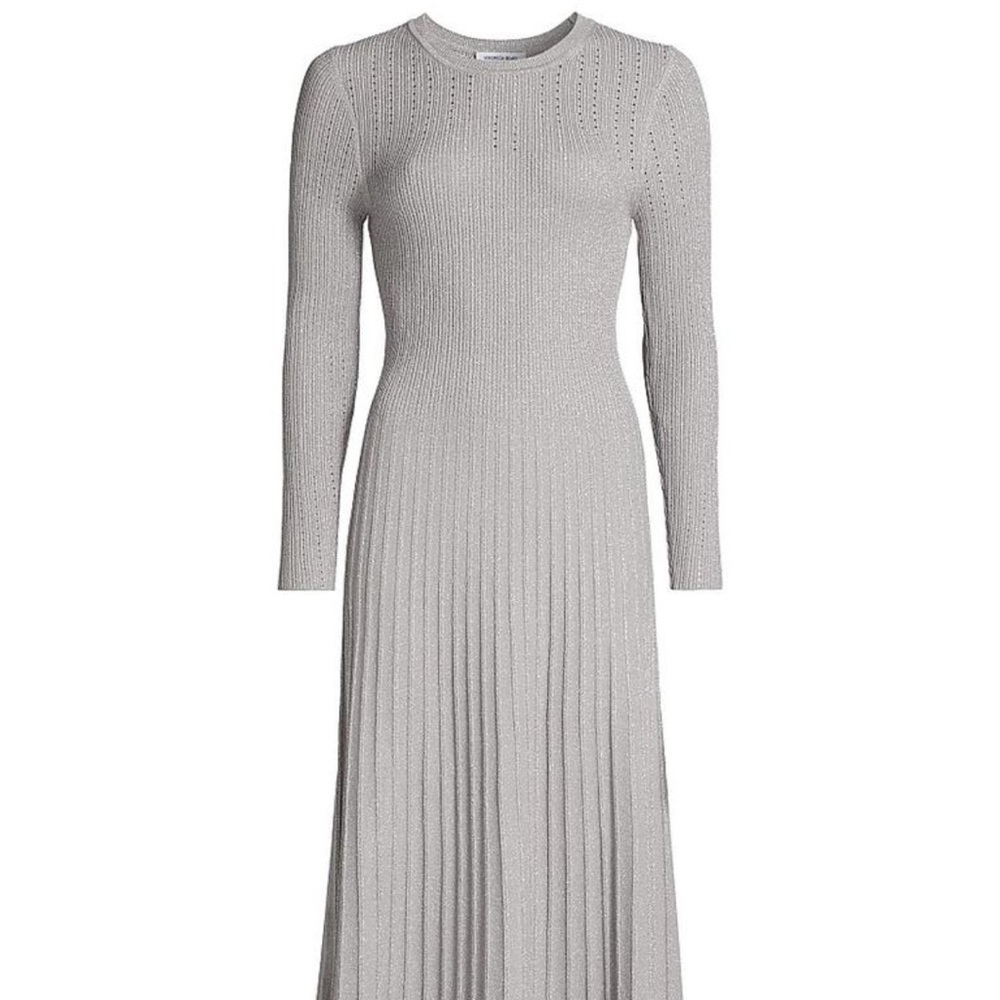 🩶 VERONICA BEARD Women’s Nami Metallic Knit Midi-Dress NWT - Picture 2 of 10